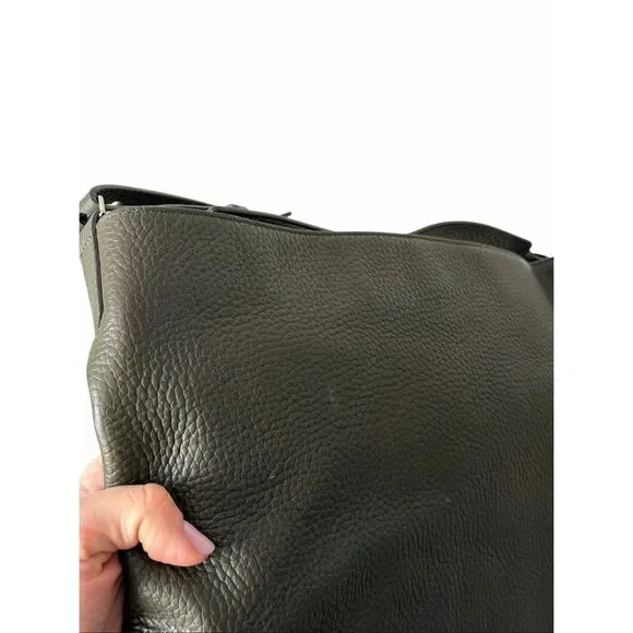 AllSaints Hobo Bag Mast Crossbody Purse Pebbled Leather Forest Green